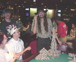 Chris Ferguson with his chip castle